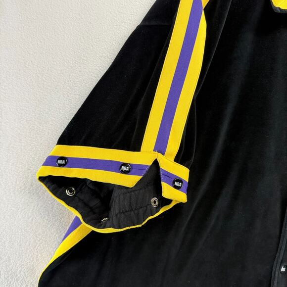 Vintage Los Angeles Lakers Warmup Shirt men's 3XL 3XT Black Suede Velour Snap - Picture 3 of 10